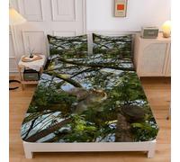 Drap Housse 180x200 Petit Pin Housse de Matelas Grand Arbre, Drap-Housse avec Grand Bonnet de 30 cm Draps Housse Microfibre et 2 Taies D'Oreillers, pour Matelas éPais sd2337