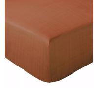 Drap housse 180x200x30 cm mousseline de coton MILOS marron terre cuite