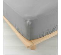 douceur d'intérieur, Drap Housse (140 x 190 cm) Angelia Gris, Gaze de Coton Unie