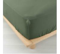Douceur d'Intérieur – Drap-housse Angelia – Gaze de coton uni – 140 x 190 cm – Kaki