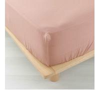Douceur d'Intérieur – Drap-housse Angelia – gaze de coton unie – 140 x 190 cm – Rose