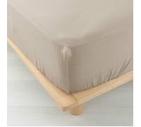 Douceur d'Intérieur Drap-housse Angelia 140 x 190 cm Gaze de coton unie Sable