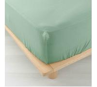 Drap-housse 2 personnes 140 x 190 cm - Gaze de Coton Uni 57 fils - Angelia Sauge