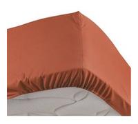 Drap housse 2 personnes 180 x 200 cm percale uni 78 fils bonnet 30 cm Terracotta Douceur d'Intérieur Rouge G
