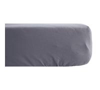 Drap housse 200x200 cm pur coton lavé PALACE gris brume bonnet 35 cm
