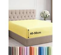 Drap Housse 200x200 - Microfibre Grand Bonnet 50cm (18") - Jaune
