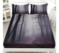 Drap Housse 200x200cm Grand Bonnet 30cm Nature ForêT Paysage Drap Housse Bande Élastique Réglable pour 2 Personnes Lit, Paysage Housse de Matelas Respirant Antidérapants Résistant Aux Rides