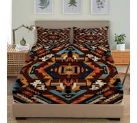 Drap Housse 3 pièces Motif Mandala BohèMe Housse de Matelas Protège en Microfibre Poche Profonde 30 cm Antidérapants Résistant aux Rides Brun Parure de Lit 140x190 cm