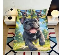 Drap housse 3D bouledogue français microfibre ado déco | 120x200x25cmtoucher doux microfibre respirant entretien facile coins élastiques 25cm