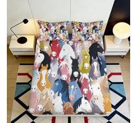 Drap-Housse 3D Cartoon Chevaux Fitted Sheet Microfibre Grande Profondeur Linge de Lit Chevaux Mattress Fitted Cover Antidérapant Lavable 90x200x25cm