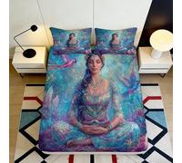 Drap-Housse 3D Impression Méditation Art Microfibre Grande Profondeur Antidérapant Chambre Meditation Mattress Fitted Cover pour Adultes 140x200x25cm