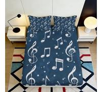 Drap Housse 3D Impression Notes Musicales Microfibre Poche Profonde Anti-Glisse Chambre Music Mattress Fitted Cover Lavable 160x200x25cm