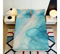 Drap Housse 3D Imprimé Aquarelle Microfibre Grande Profondeur Enveloppement Complet Parure Lit Chambre Aquarelle Mattress Fitted Cover Lavable 140x200x25cm