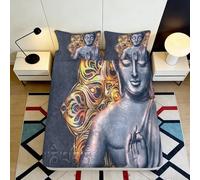 Drap Housse 3D imprimé Bouddha Zen Microfibre Poche Profonde Antidérapant Ensemble literie Bouddha Protège-Matelas Fitted pour Adulte 90x200x25cm