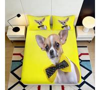 Drap Housse 3D Imprimé Chien Cartoon Microfibre Poche Profonde Antidérapant Ensemble Chambre Chien Mattress Fitted Cover 200x200x25cm