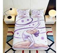 Drap Housse 3D Imprimé Danseuse Élégante Microfibre Grand Bonnet Antidérapant Literie Chambre Violet Ballet Mattress Fitted Cover 120x200x25cm