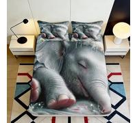 Drap Housse 3D Imprimé ÉlÉphant Microfibre Profondeur Colis Lit ÉlÉphant Mattress Fitted Cover Antidérapant Lavable Chambre 120x200x25cm