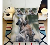 Drap Housse 3D Imprimé Famille d’Animaux Microfibre Grande Profondeur Parure Chambre Nature Motif Mattress Fitted Cover Antidérapant Adulte Enfant 140x200x25cm
