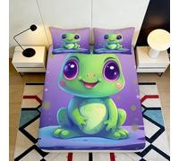 Drap Housse 3D Imprimé Grenouille Cartoon Microfibre Profondeur Elastique Antidérapant Motif Grenouille Mattress Fitted Cover 160x200x25cm