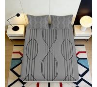 Drap Housse 3D Imprimé Lignes Abstraites Microfibre Bord Élastique Enveloppement Complet Antidérapant Lignes Abstraites Mattress Fitted Cover Grande Profondeur 200x200x25cm