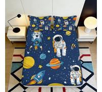 Drap Housse 3D Imprimé Motif Astronaute Microfibre Antidérapant Profondeur Univers Housse Matelas Fitted Chambre Lavable 200x200x25cm