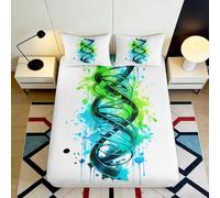 Drap-Housse 3D imprimé Motif hélice ADN Microfibre Antidérapant Profonde Poche Ensemble Linge Chambre Housse de Matelas ADN Lavable 120x200x25cm