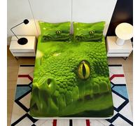 Drap Housse 3D Imprimé Motif Serpent Vert Microfibre Grand Bonnet Ensemble Literie Housse de Matelas Serpent Vert Antidérapant Lavable 200x200x25cm