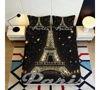 Drap-Housse 3D imprimé Paris Nuit Microfibre Grande Profondeur Linge Lit Paris Mattress Fitted Cover Antidérapant pour Adulte Maison 140x200x25cm