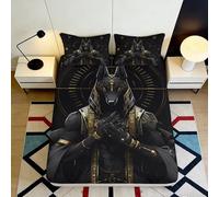 Drap Housse 3D Imprimé Pharaon Egyptien Microfibre Antidérapant Grande Profondeur Housse Matelas Dieu Egyptien Chambre 160x200x25cm