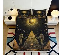 Drap-Housse 3D Imprimé Pyramide d'Égypte Microfibre Profonde Antidérapant pour Chambre Égyptien Housse de Matelas Intégrale Lavable Protection Complète 90x200x25cm