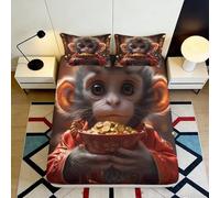 Drap-Housse 3D imprimé Singe Cartoon Microfibre antidérapant Grande Profondeur Chambre Couvre-Matelas Singe Cartoon Lavable Protection Matelas 160x200x25cm