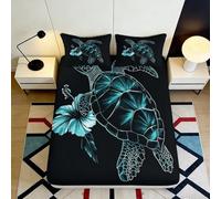 Drap Housse 3D Imprimé Tortue de Mer Microfibre Respirant pour Adulte Pochette Profonde Protection Matelas Océan 140x200x25cm