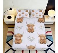 Drap Housse 3D Imprimé Vache Cartoon Microfibre Grande Profondeur Parure de Lit Vache Mattress Fitted Cover Lavable Antidérapant pour Adulte Jeune 180x200x25cm
