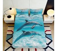 Drap Housse 3D Imprimé Vague Encre Microfibre Antidérapant Housse de Matelas Mer Japonaise Lavable Déco Chambre 90x200x25cm