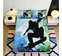Drap-Housse 3D Printed Nid d’Abeille Néon Microfibre Doux Respirant Sci-FI Cyber Housse de Matelas Antidérapant Chambre Invités Décor 90x200x25cm