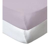 Drap-housse 60x120 cm - Lot de 2 - Coton Blanc / Lilas