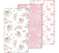 Drap Housse 60x120 cm pour Lit Bébé et Enfant En Microfibre Ultra-doux Confortable et Respirant Lot de 3 Fée Rose 120x60cm