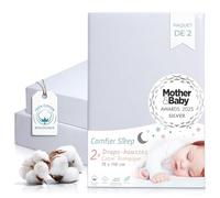Drap Housse 70x140 Bebe 100% Coton Naturel - Lot de 2 Gris Draps Lit Bébé Ultra Doux et Respirants en Tissu Biologique