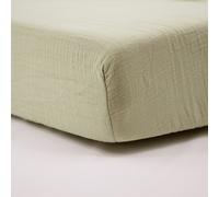 Babycalin - Drap housse 70x140 cm Vert Mousse - Drap housse coton Doux, respirant et résistant en double Gaze de Coton - Drap 70x140 Tendance Déco pour lit bébé - Drap housse bébé avec bonnets 17 cm