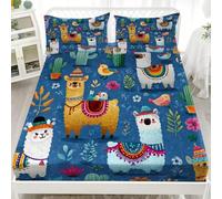 Drap Housse 80x160 cm Housse de Matelas Filles, Garçons, Bleu Protection de Matelas avec Bonnet de 30 cm, Animaux Et Plantes de Dessins AniméS Doux Résistant aux Rides Drap Housses en Microfibre