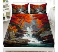 Drap Housse 80x160 cm Housse de Matelas Filles, Garçons, Paysage Jungleier d'automne Protection de Matelas avec Bonnet de 30 cm, Multicolore Doux Résistant aux Rides Drap Housses en Microfibre