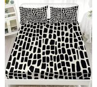 Drap Housse 80x160x30cm Bonnet 30cm Noir Drap-Housse pour 1 Personnes lit, Microfibre Confortable et Respirant Housse Matelas, Motif Girafe GéOméTrique Drap de Fond Hypoallergénique