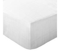 Drap housse 80x200 bonnet 35 double gaze de coton CASSIS Blanc