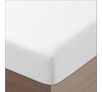 Drap Housse 90 x 190 Bonnet 30 cm qualité Percale 80 Fils (Blanc)