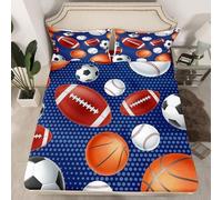 Drap Housse 90x190 cm Football, 3D Football Drap-Housse 90x190 cm - pour lit de 90 x 190 à 30 cm - Hauteur du Matelas, Drap Housse Enfant avec 1 Taie d'oreiller, A1276