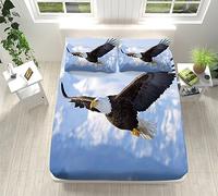 Drap Housse 90x190 cm Housse de Matelas 30 cm Profondeur, Aigle Qui S'Envole Doux Drap Housse Set en Microfibre Antidérapants, Drap Housse Adapté Enfants et Adolescents