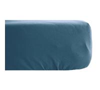 Drap housse 90x190 cm pur coton lavé PALACE bleu marine bonnet 30 cm