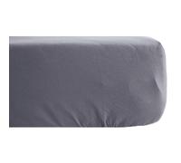 Drap housse 90x190 cm pur coton lavé PALACE gris brume bonnet 30 cm