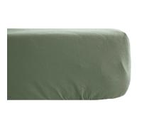 Drap housse 90x190 cm pur coton lavé PALACE vert mousse bonnet 30 cm