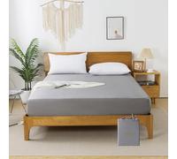 Drap Housse 90x200, 35CM Grand Bonnet, Housse Matelas en Bambou-Soie Végétale, 1 Personne, Bedding Gris, Lingerie Soyeux et Rafraichissant, Fitted Sheet Mieux Que Le Coton Egyptien